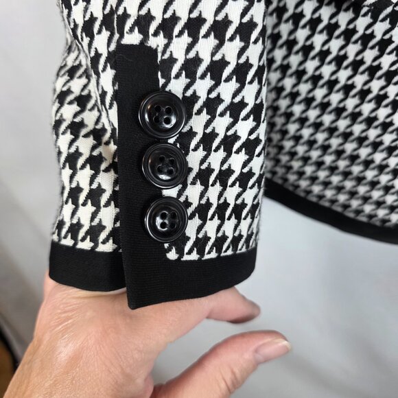Kasper Blazer Jacket Women's Size 12P Black & White Houndstooth One Button - Picture 12 of 16